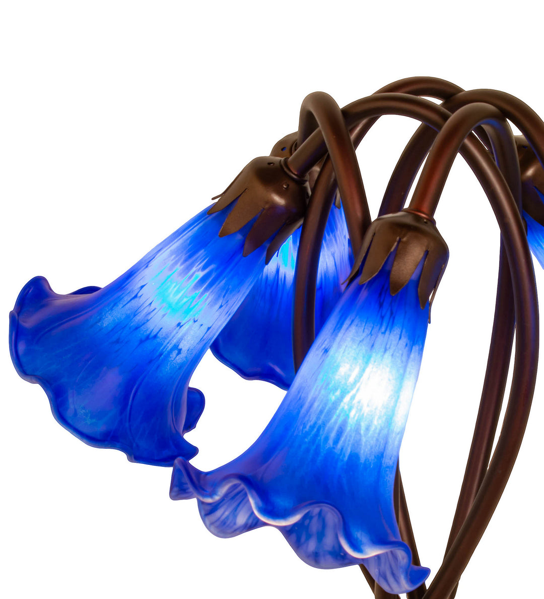 Meyda Tiffany Lighting 14995 Blue Pond Lily Five Light Accent Lamp Lamp Bronze / Dark