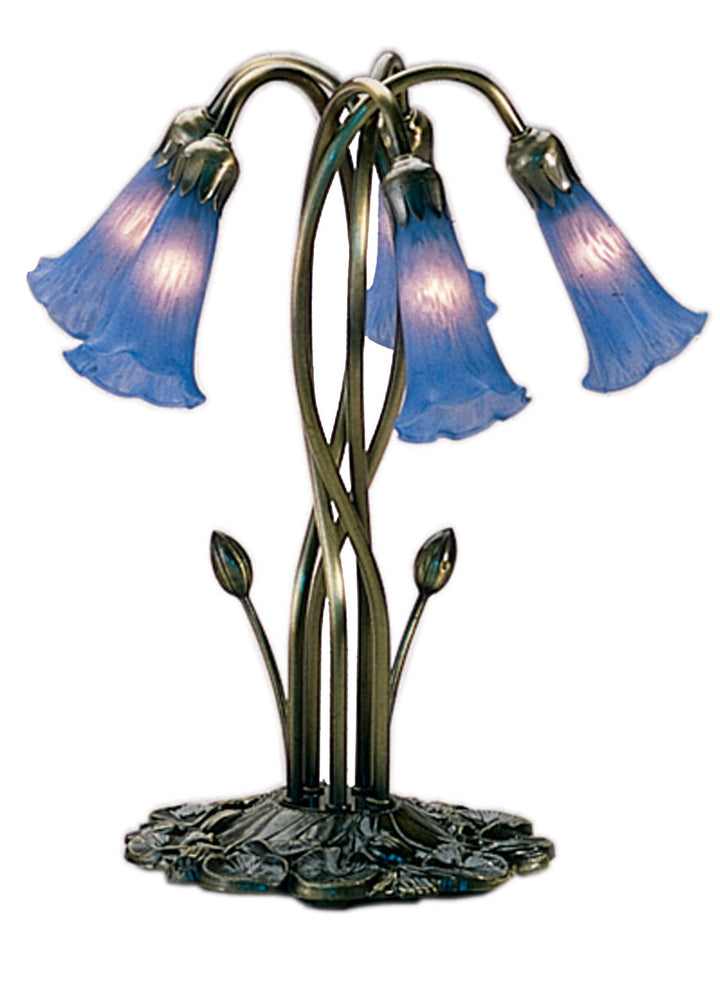 Meyda Tiffany Lighting 14995 Blue Pond Lily Five Light Accent Lamp Lamp Bronze / Dark