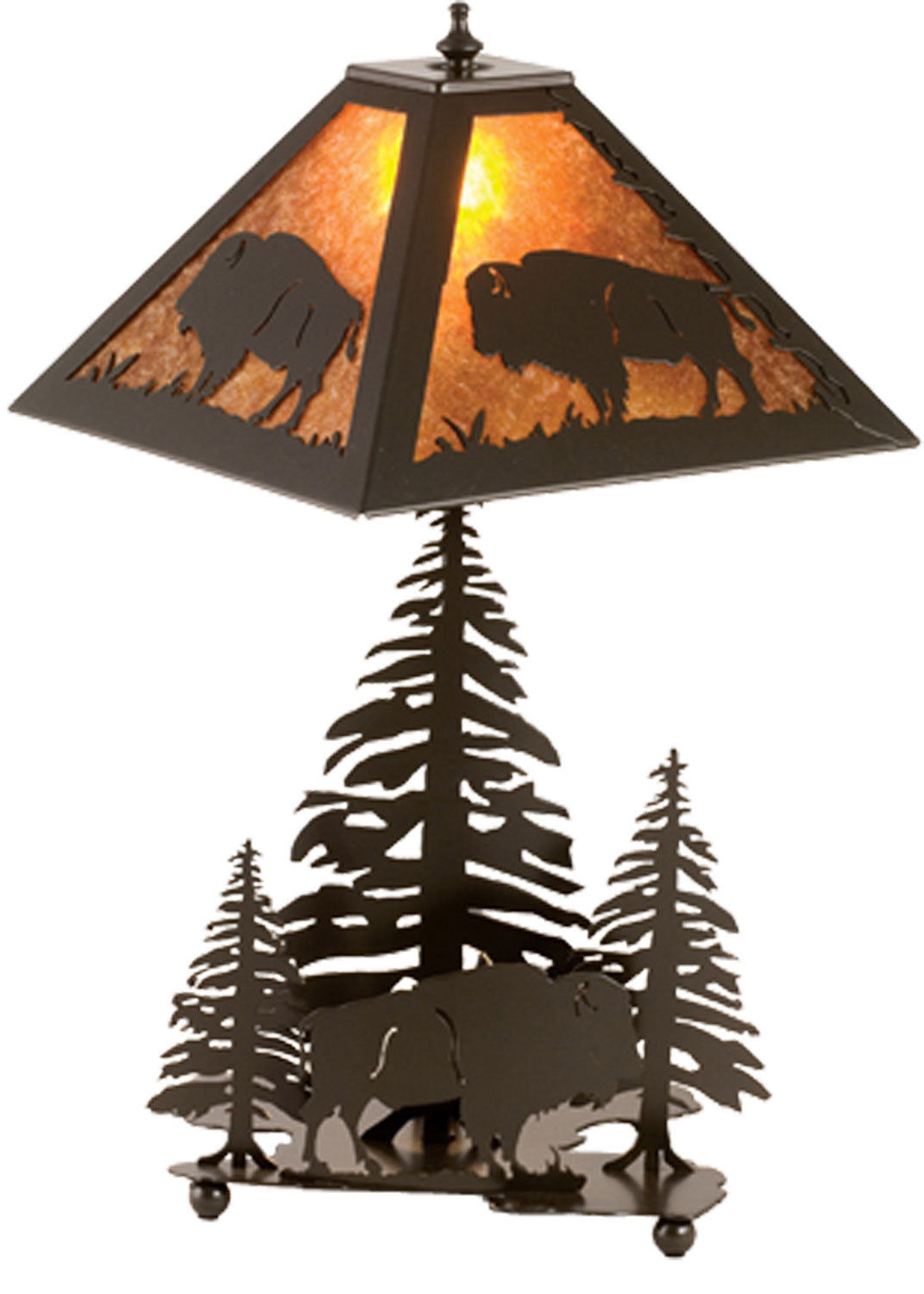 Meyda Tiffany Lighting 15380 Buffalo Two Light Table Lamp Lamp Bronze / Dark