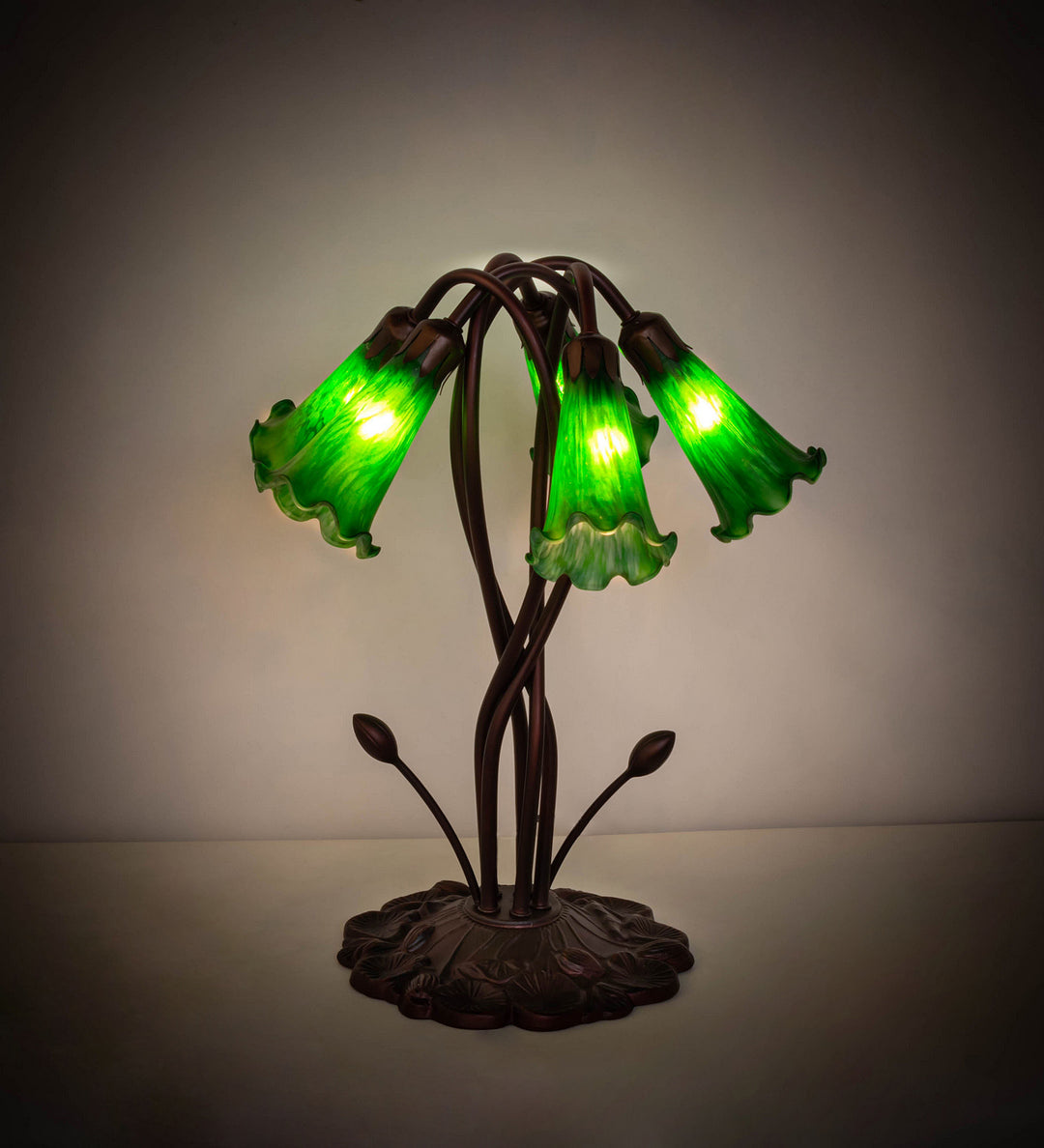 Meyda Tiffany Lighting 15386 Green Five Light Accent Lamp Lamp Bronze / Dark