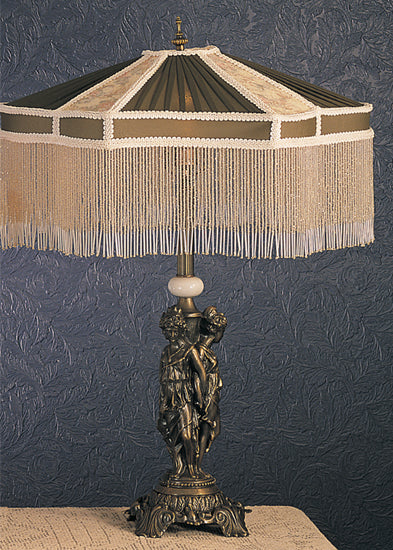Meyda Tiffany Lighting 19230 Fabric & Fringe Table Lamp Lamp Bronze / Dark