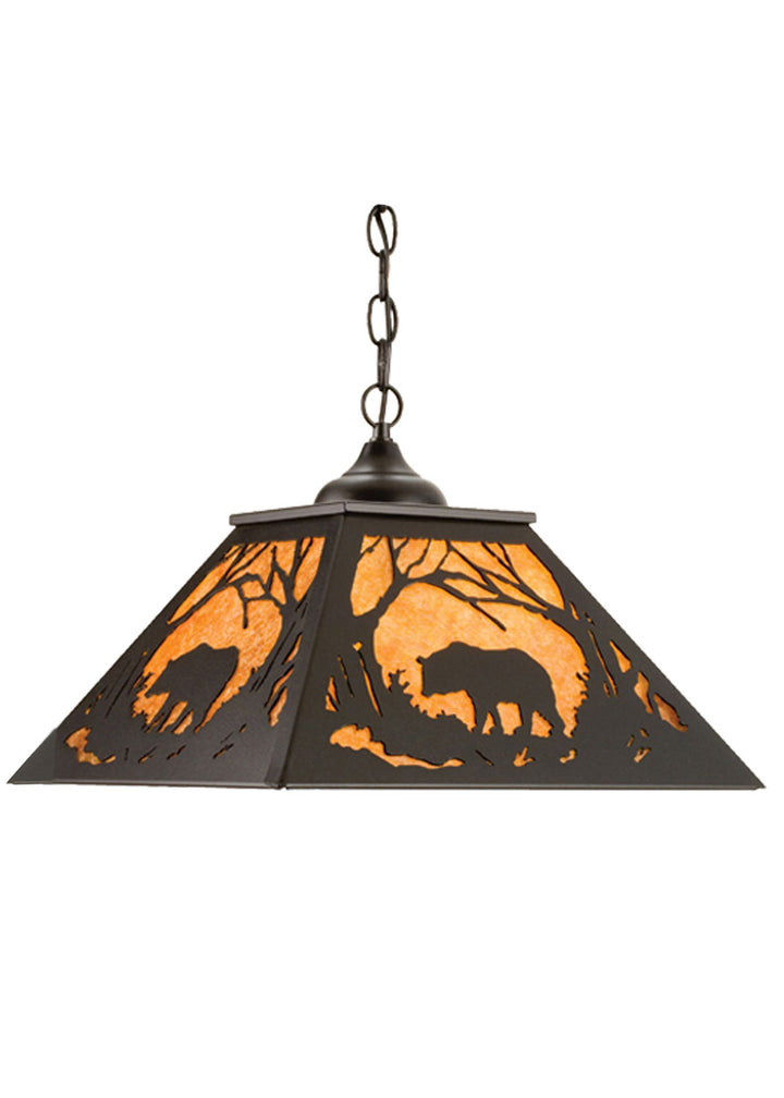 Meyda Tiffany Bear At Dawn 15726 Pendant Light - Textured Black/Amber Mica