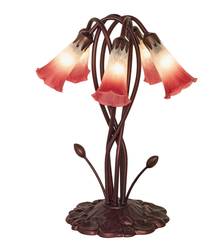 Meyda Tiffany Lighting 16012 Pink/White Five Light Accent Lamp Lamp Bronze / Dark
