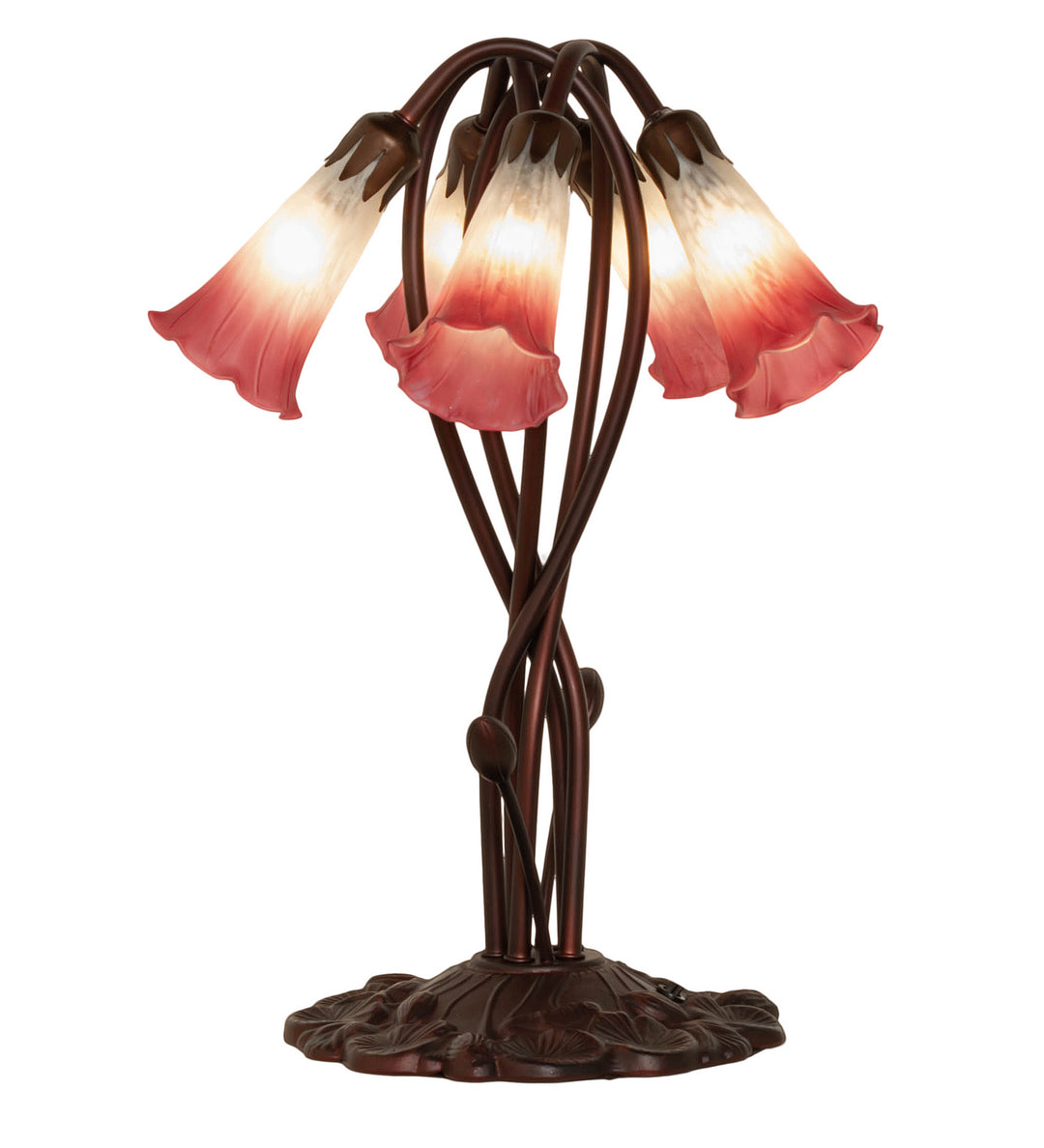 Meyda Tiffany Lighting 16012 Pink/White Five Light Accent Lamp Lamp Bronze / Dark