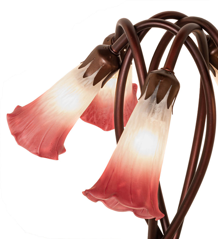 Meyda Tiffany Lighting 16012 Pink/White Five Light Accent Lamp Lamp Bronze / Dark
