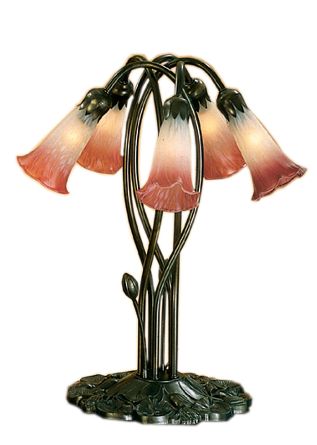 Meyda Tiffany Lighting 16012 Pink/White Five Light Accent Lamp Lamp Bronze / Dark
