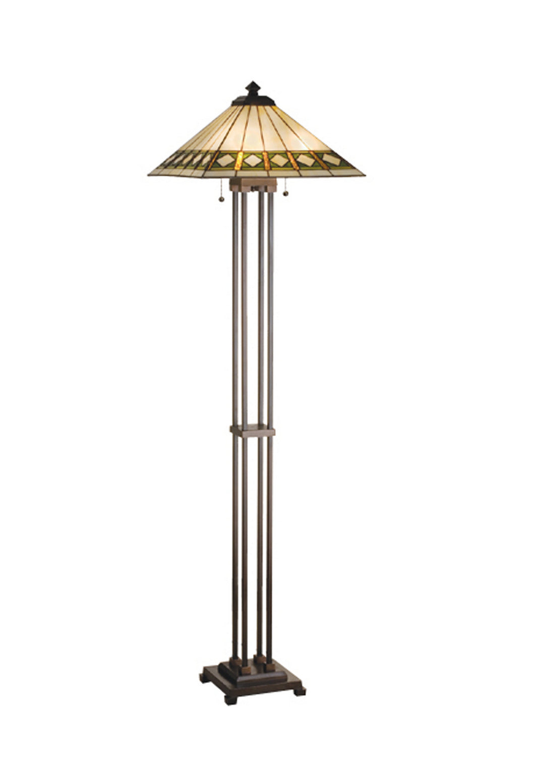 Meyda Tiffany Lighting 17385 Diamond Band Mission Two Light Floor Lamp Lamp Bronze / Dark