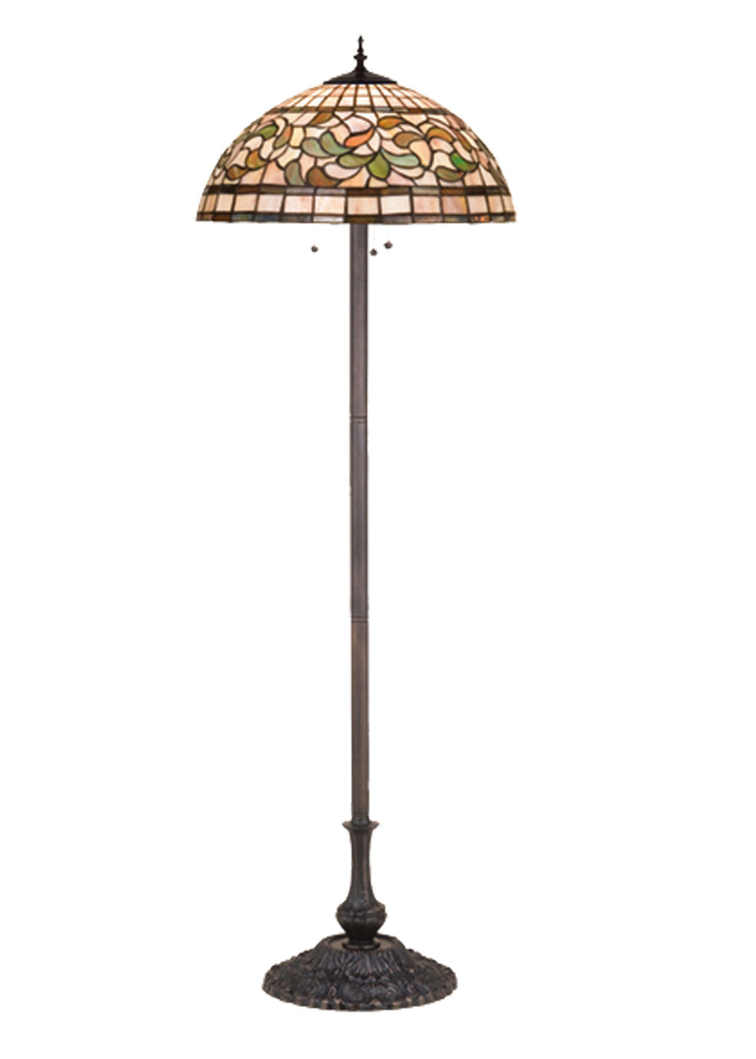 Meyda Tiffany Lighting 17534 Tiffany Turning Leaf Three Light Floor Lamp Lamp Bronze / Dark