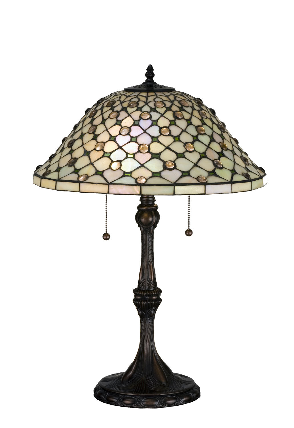 Meyda Tiffany Lighting 18728 Diamond & Jewel Two Light Table Lamp Lamp Bronze / Dark