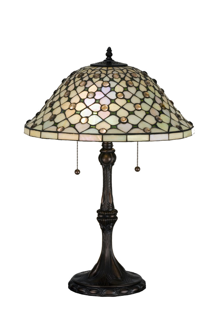 Meyda Tiffany Lighting 18728 Diamond & Jewel Two Light Table Lamp Lamp Bronze / Dark