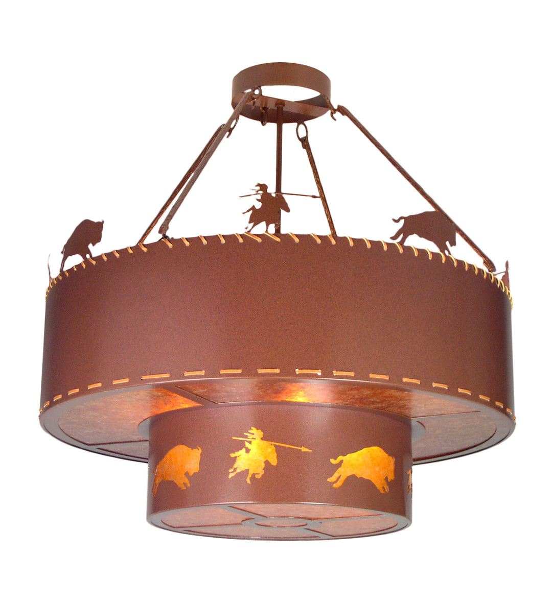 Meyda Tiffany Buffalo Hunt 19011 Pendant Light - Rust