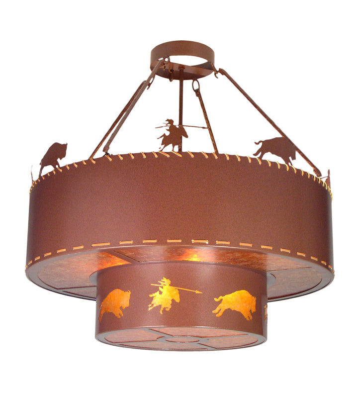 Meyda Tiffany Buffalo Hunt 19011 Pendant Light - Rust
