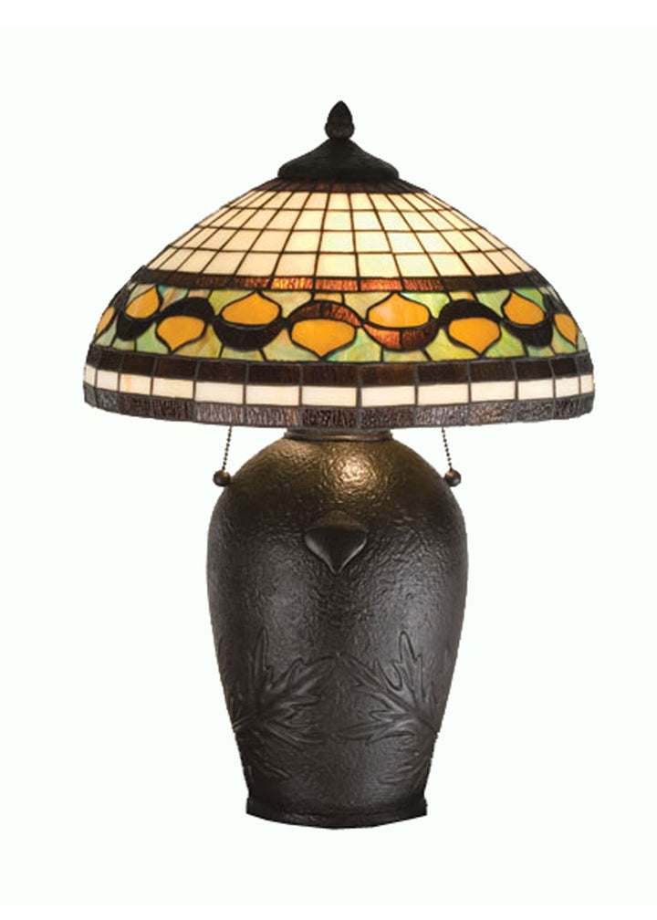 Meyda Tiffany Lighting 19169 Tiffany Acorn Two Light Table Lamp Lamp Bronze / Dark