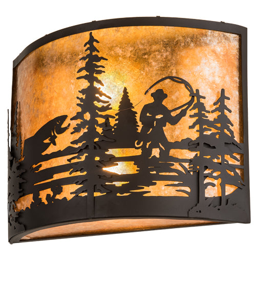 Meyda Tiffany Fly Fishing Creek 192732 Wall Light - Oil Rubbed Bronze