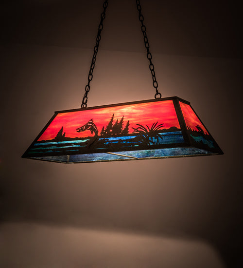 Meyda Tiffany Trout & Fisherman 192743 Pendant Light - Weathered Brass