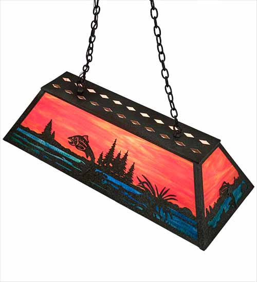 Meyda Tiffany Trout & Fisherman 192743 Pendant Light - Weathered Brass