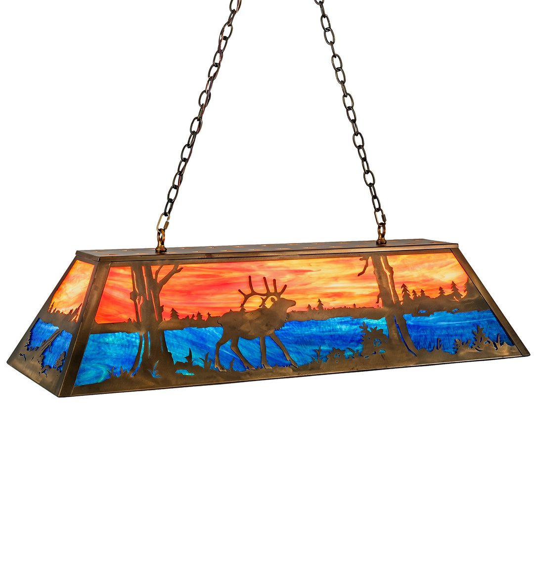 Meyda Tiffany Elk At Lake 23651 Pendant Light - Antique Copper