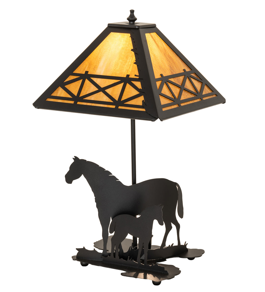 Meyda Tiffany Lighting 26727 Mare & Foal Two Light Table Lamp Lamp Black