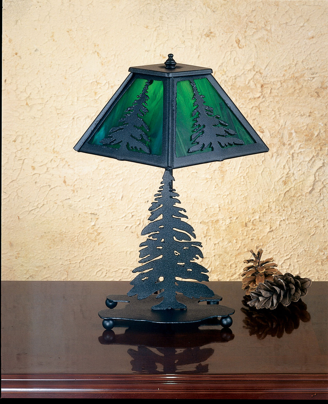 Meyda Tiffany Lighting 27107 Tall Pines One Light Accent Lamp Lamp Black