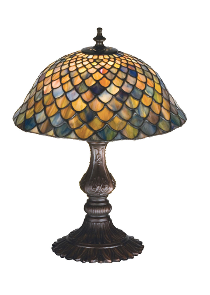 Meyda Tiffany Lighting 27170 Fishscale One Light Table Lamp Lamp Bronze / Dark