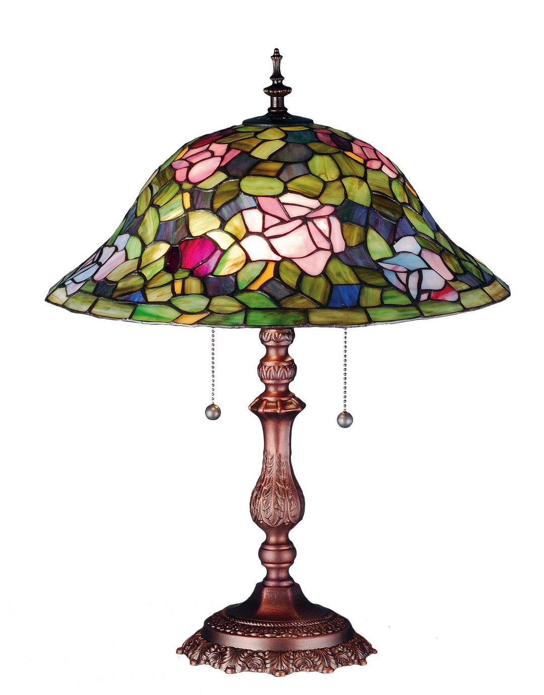 Meyda Tiffany Lighting 28406 Tiffany Rosebush Two Light Table Lamp Lamp Bronze / Dark