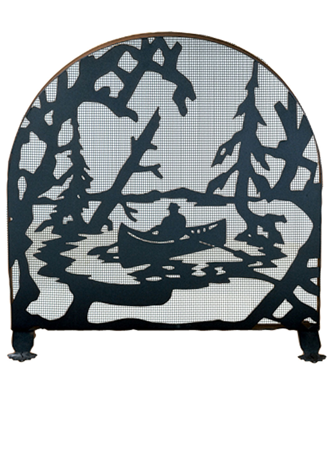 Meyda Tiffany Lighting 28741 Canoe At Lake Fireplace Screen Home Decor Black