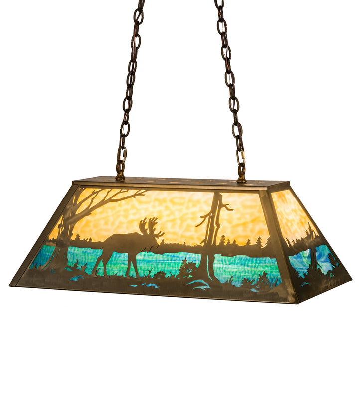 Meyda Tiffany Moose At Lake 30058 Pendant Light - Antique Copper