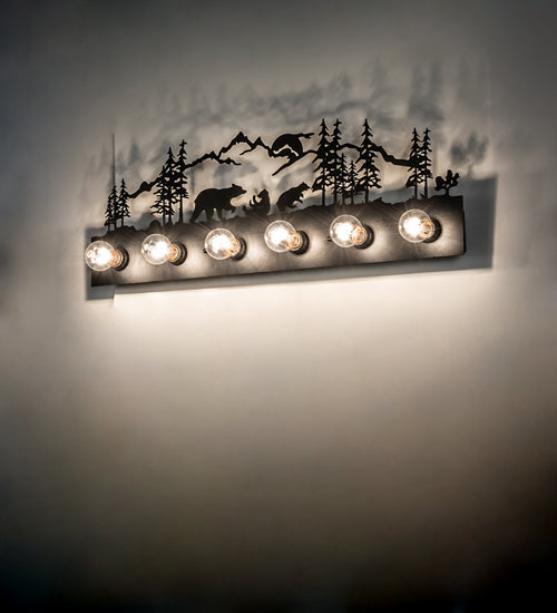 Meyda Tiffany Bear Family 193240 Bath Vanity Light 32 in. wide - Brass Tint