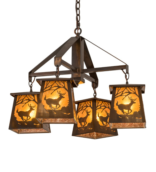 Meyda Tiffany Deer At Dawn 193548 Chandelier Light - Vintage Copper