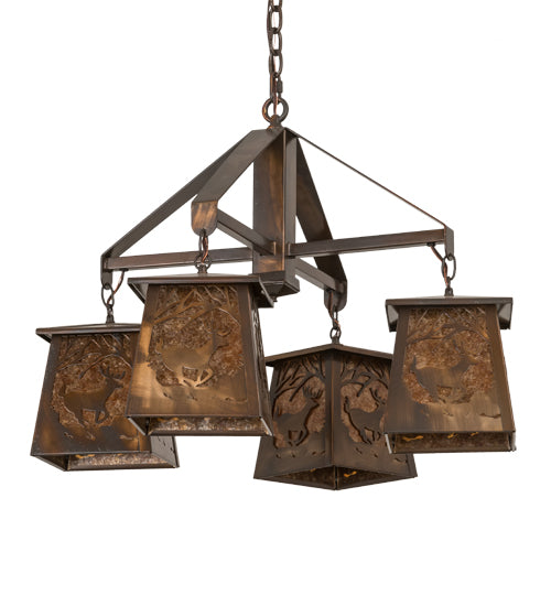 Meyda Tiffany Deer At Dawn 193548 Chandelier Light - Vintage Copper