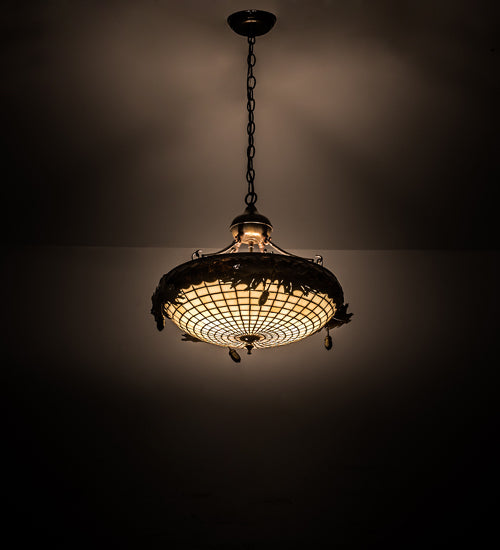 Meyda Tiffany Greenbriar Oak 194015 Pendant Light - Antique Brass