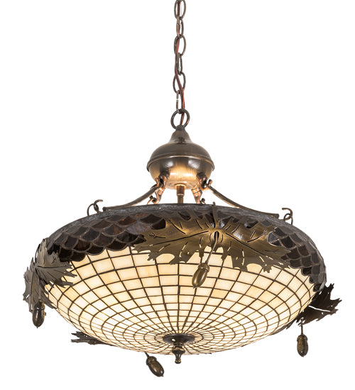 Meyda Tiffany Greenbriar Oak 194015 Pendant Light - Antique Brass
