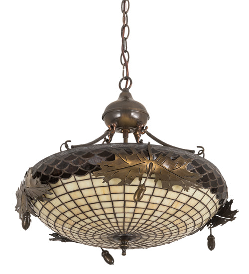 Meyda Tiffany Greenbriar Oak 194015 Pendant Light - Antique Brass