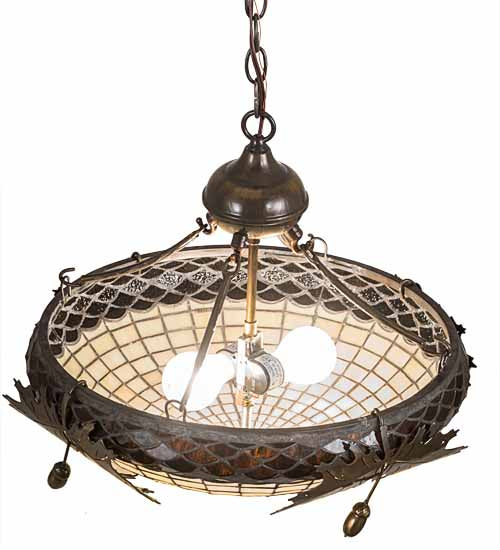 Meyda Tiffany Greenbriar Oak 194015 Pendant Light - Antique Brass