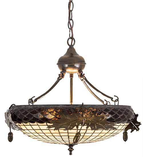 Meyda Tiffany Greenbriar Oak 194015 Pendant Light - Antique Brass