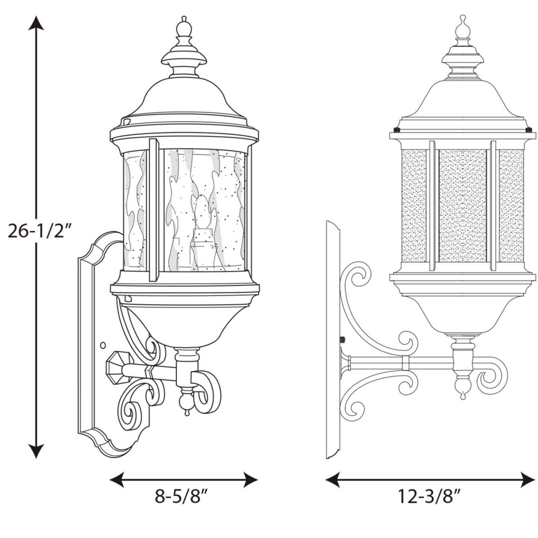 Progress Lighting P5652-31 Ashmore Three Light Large Wall Lantern Outdoor Black