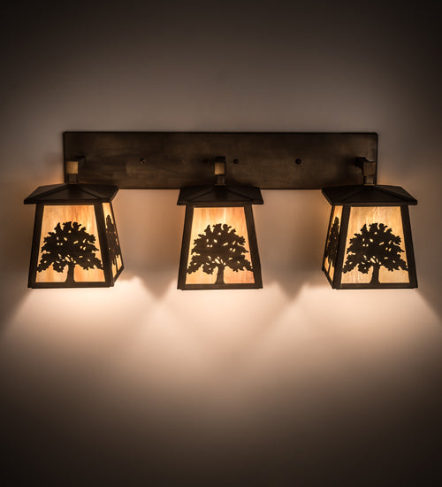 Meyda Tiffany Oak Tree 194756 Bath Vanity Light 9 in. wide - Antique Copper