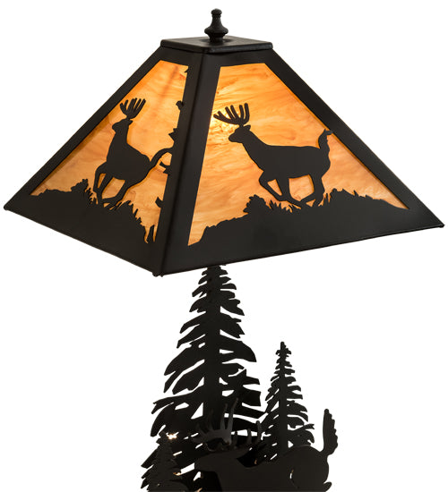 Meyda Tiffany Lighting 196036 Lone Deer Two Light Table Lamp Lamp Black