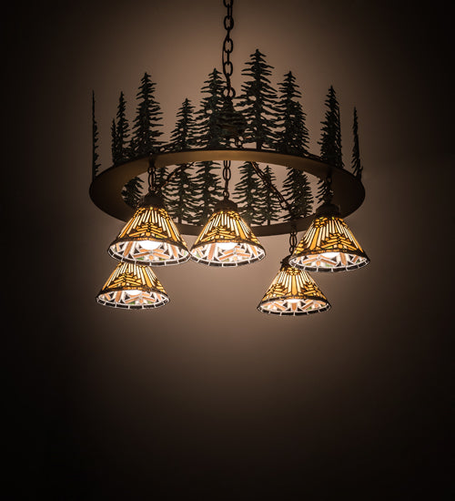 Meyda Tiffany Nuevo Mission 197163 Chandelier Light - Natural Wood,Mahogany Bronze