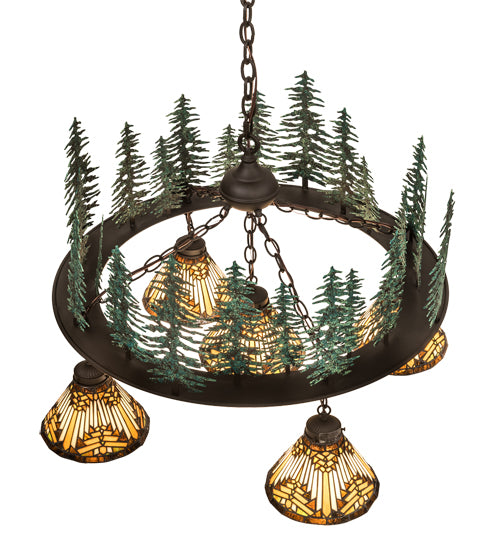 Meyda Tiffany Nuevo Mission 197163 Chandelier Light - Natural Wood,Mahogany Bronze