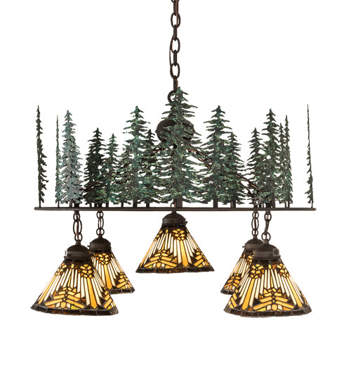 Meyda Tiffany Nuevo Mission 197163 Chandelier Light - Natural Wood,Mahogany Bronze