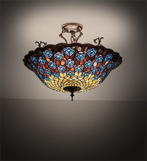 Meyda Tiffany Peacock Feather 197238 Ceiling Light - Mahogany Bronze