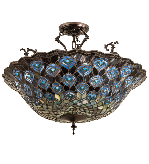 Meyda Tiffany Peacock Feather 197238 Ceiling Light - Mahogany Bronze