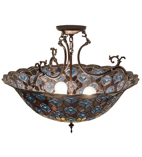 Meyda Tiffany Peacock Feather 197238 Ceiling Light - Mahogany Bronze
