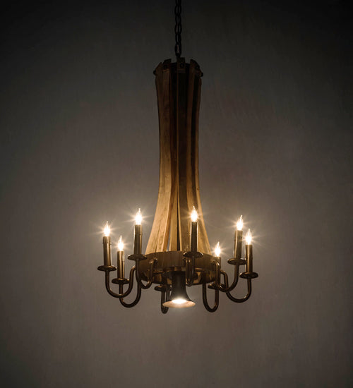 Meyda Tiffany Barrel Stave 197593 Chandelier Light - Natural Wood,Mahogany Bronze