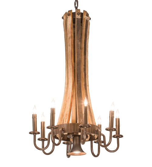 Meyda Tiffany Barrel Stave 197593 Chandelier Light - Natural Wood,Mahogany Bronze