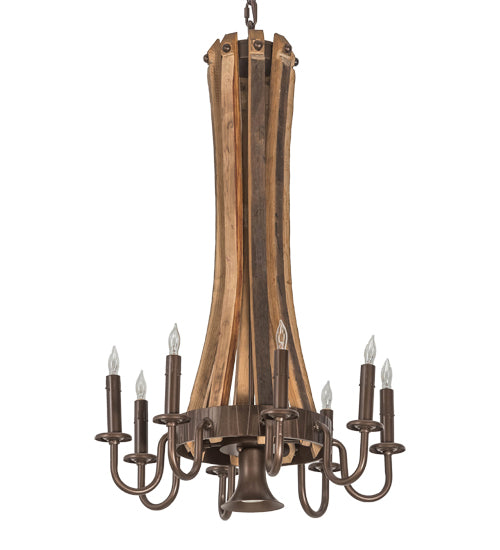 Meyda Tiffany Barrel Stave 197593 Chandelier Light - Natural Wood,Mahogany Bronze