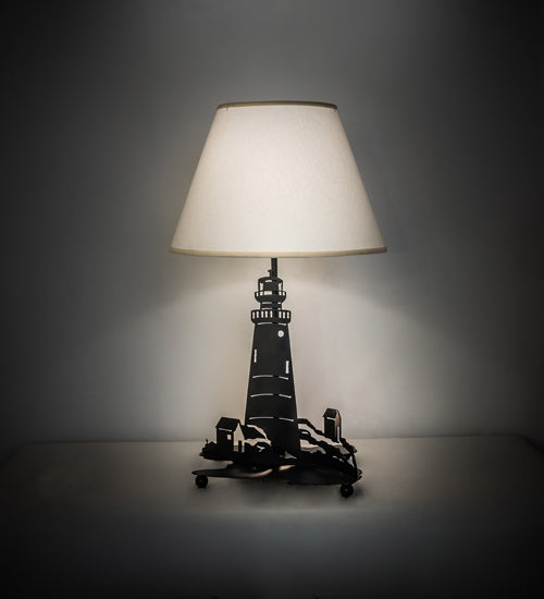 Meyda Tiffany Lighting 198178 Lighthouse Two Light Table Lamp Lamp Bronze / Dark