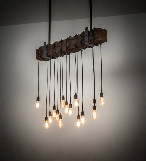 Meyda Tiffany Wood Beam 198209 Pendant Light - Natural Wood, Wrought Iron