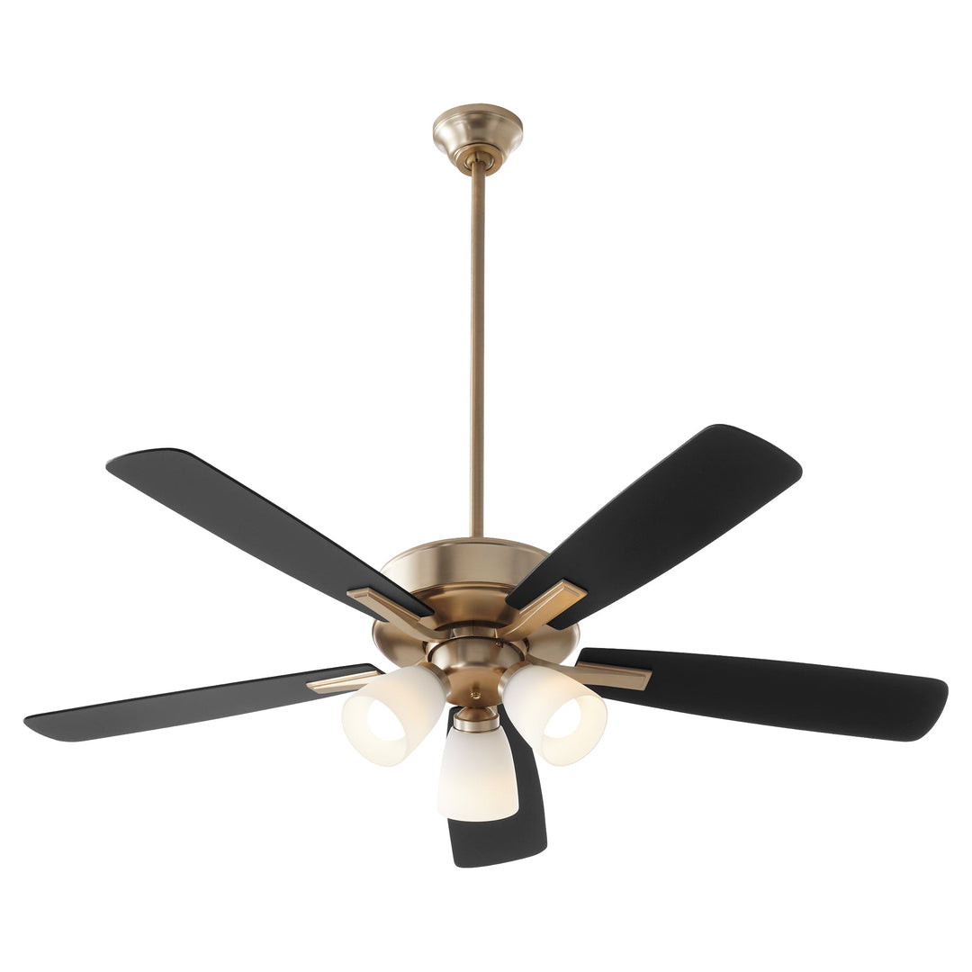 Quorum Ovation 4525-380 Ceiling Fan 52 in. - Aged Brass, Matte Black/Walnut